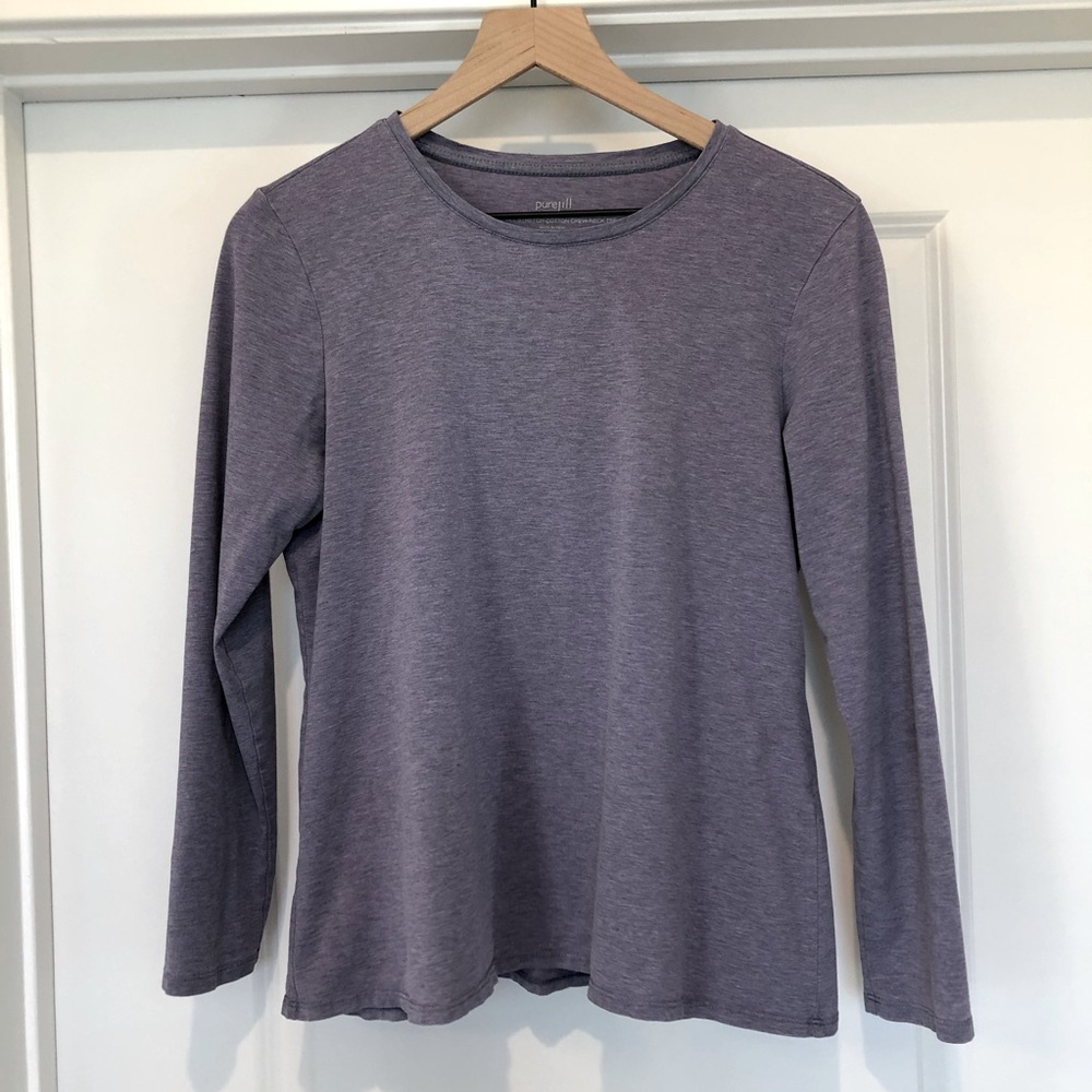 3 J.Jill LS Tees - Lt Purple/Lt Gray/Black w/paisley